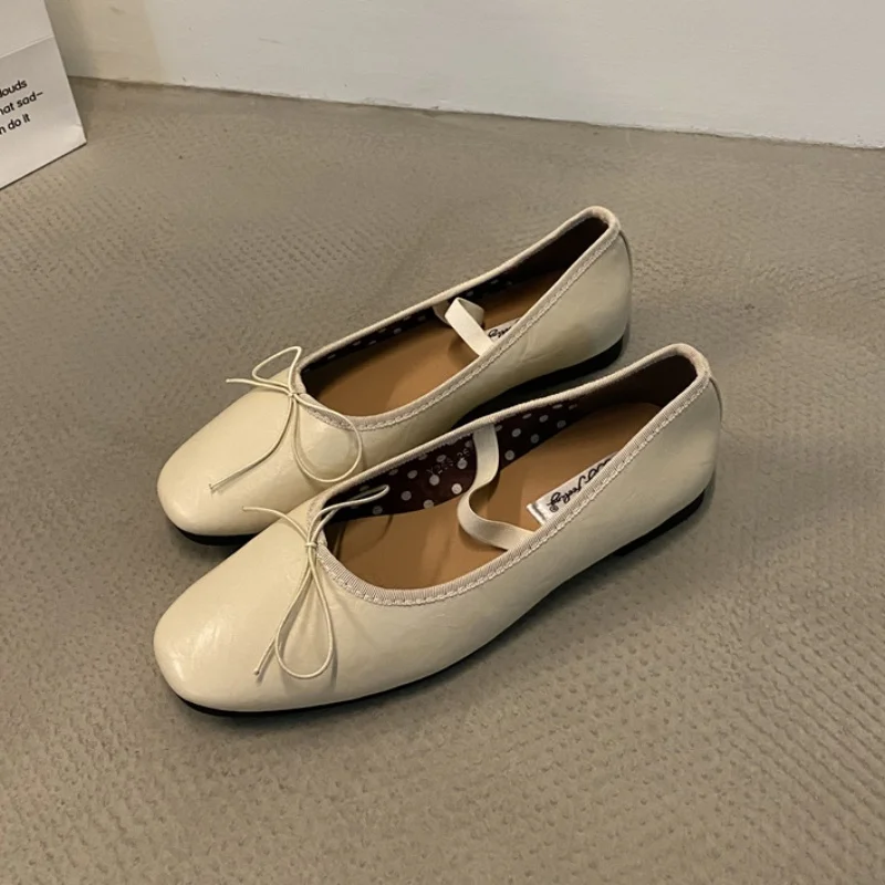 SUIARA - Zapatos Planos De Ballet Con Cordones Para Mujer, Con Puntera