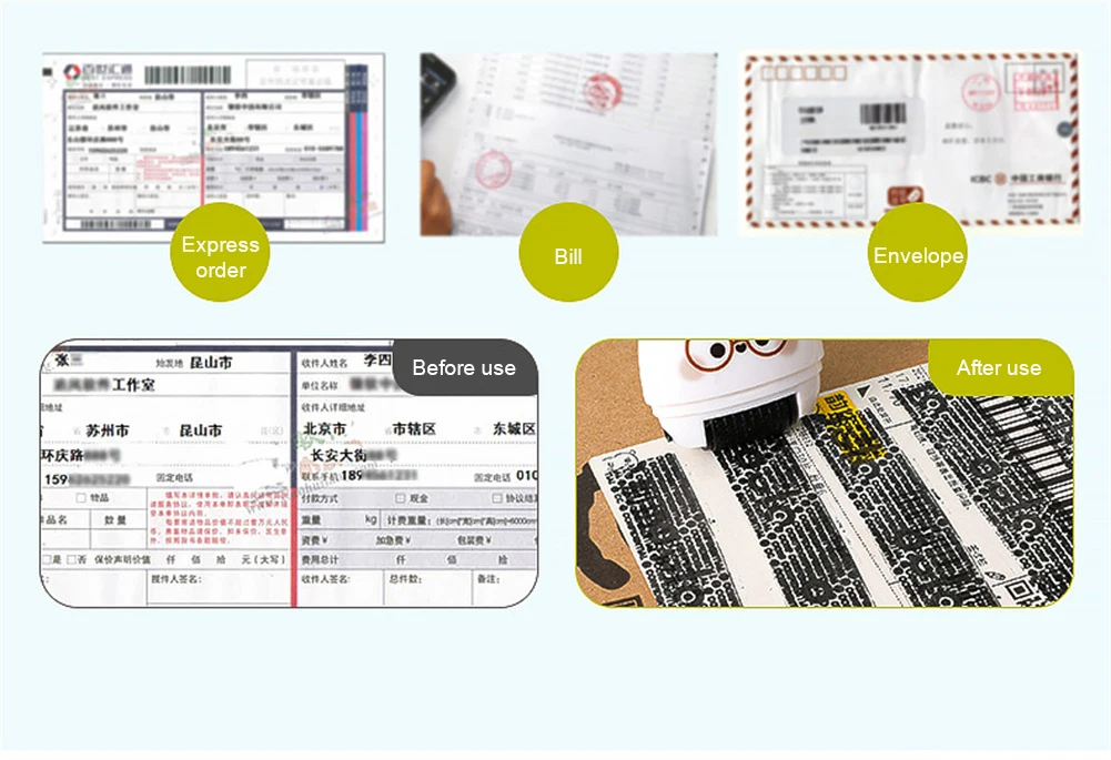 Stamp Roller Anti-Theft Protection ID Seal Smear Privacy Confidential Data Guard Information Data Identity Address Blocker