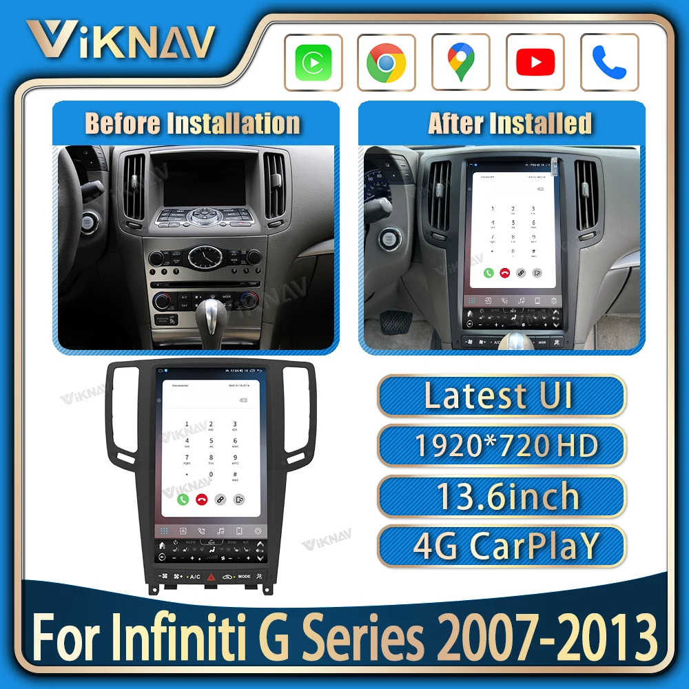 

Auto Stereo Car Radio For Infiniti G Series 2007-2013 wireless Carplay GPS Navigation LCD Display Screen Multimedia player 128GB