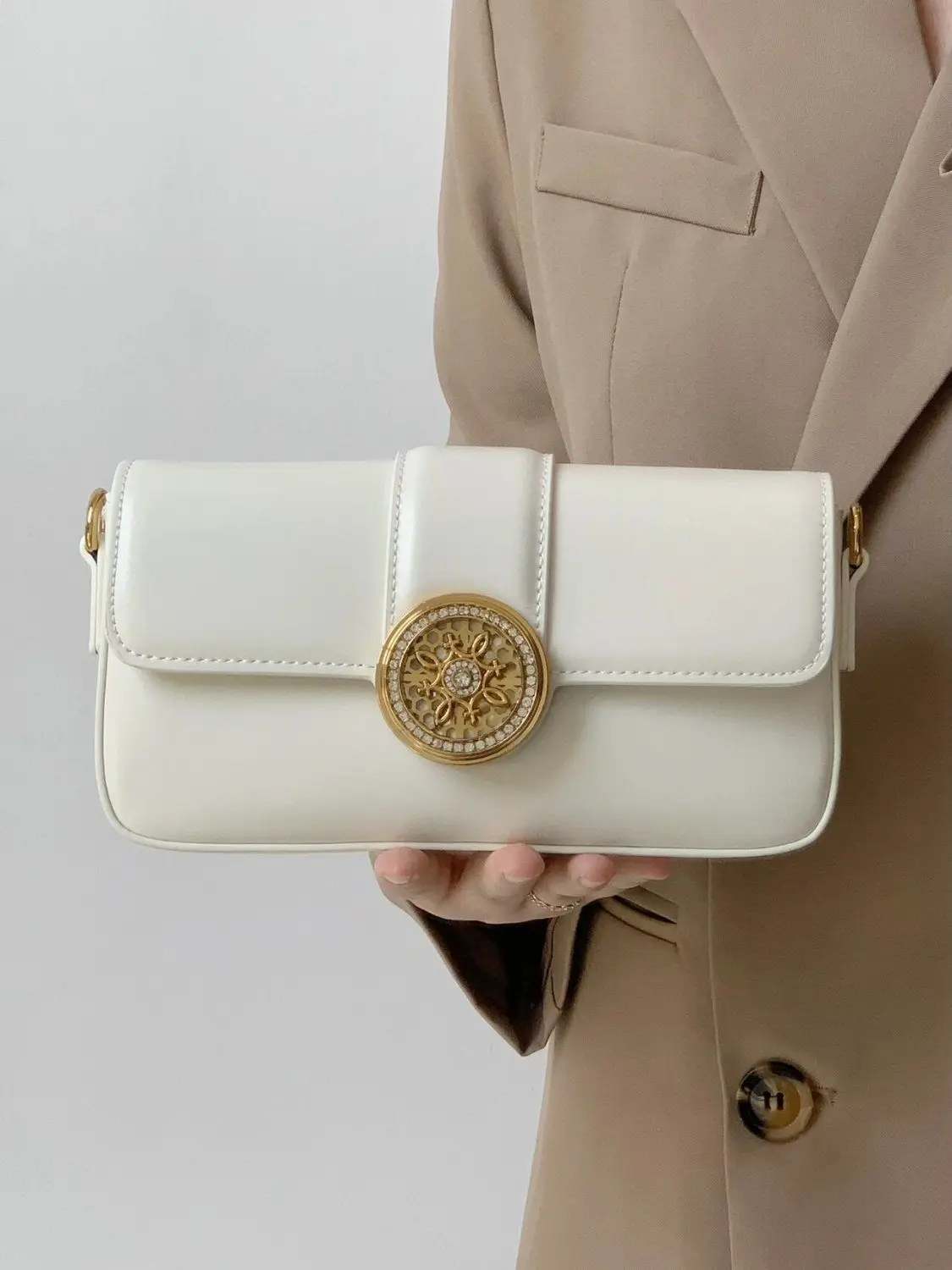 JIAERDI Elegance White Shoulder Bags Wallets Women High Street Leather Y2k Handbag Female Fashionable Baguette Underarm Bag New