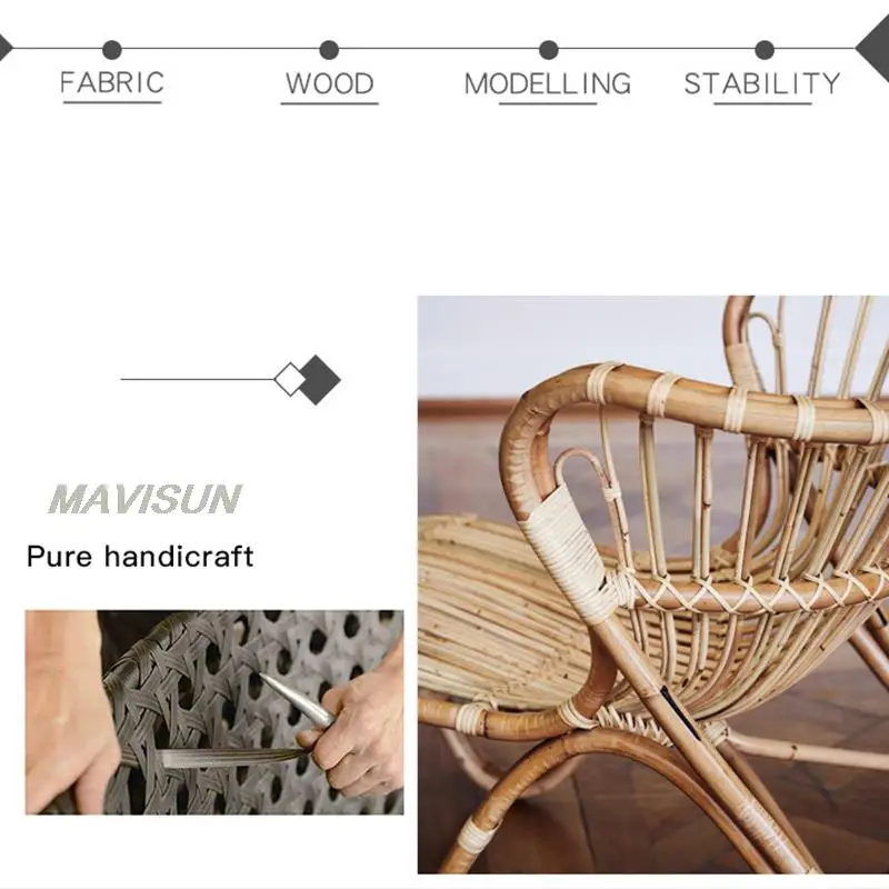 Latest Leisure Real Rattan Lounge Chair For Balcony Villa Rocking Chair Outdoor Furniture Indonesia Wicker Coffee Table