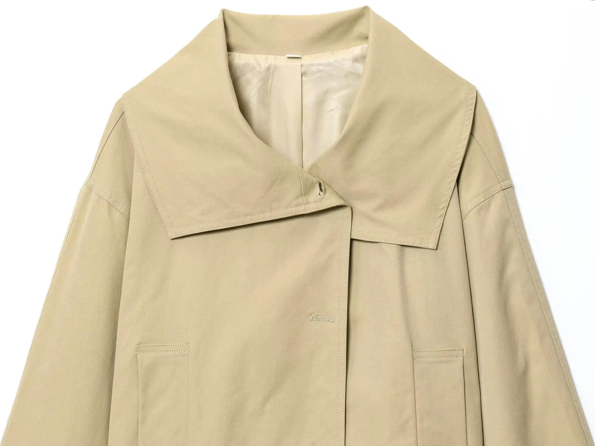 KONDALA Trendy High Street Trenchcoat Shorts Set Damen Pendler Gürtel Trenchcoat, Falten Shorts 2026 Frühling Casual Urlaub Set – Detail 7
