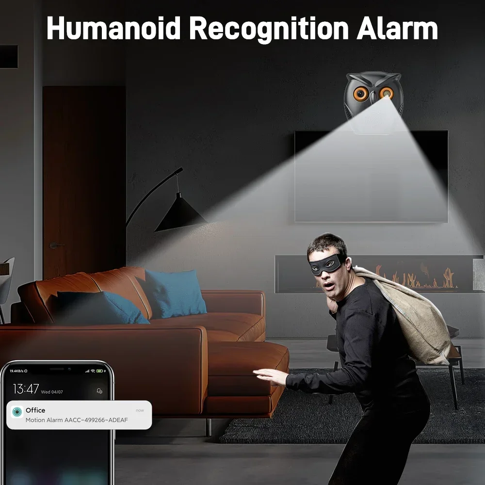 PEGATISAN Owl Shape HD 5MP WiFi Camera Indoor Security Protection Cam CCTV Color Night Vision Monitor Two Way Audio Cam ICSEE 3