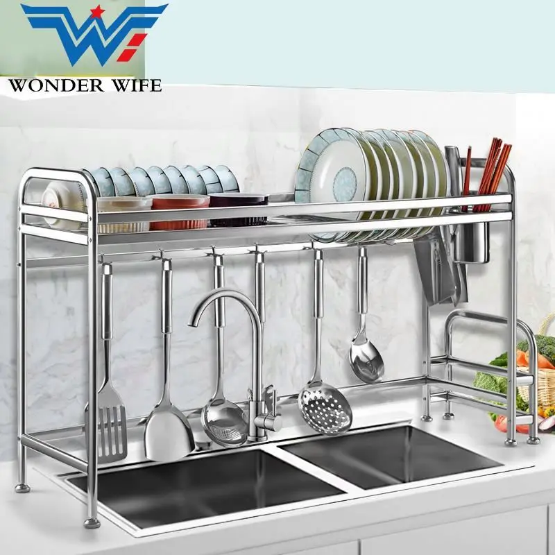 Storage Shelf Over The Sink Adjustable Dish Drying Rack For Kitchen 2 Tiers Metal Carton Storage Holders & Racks Multifunction