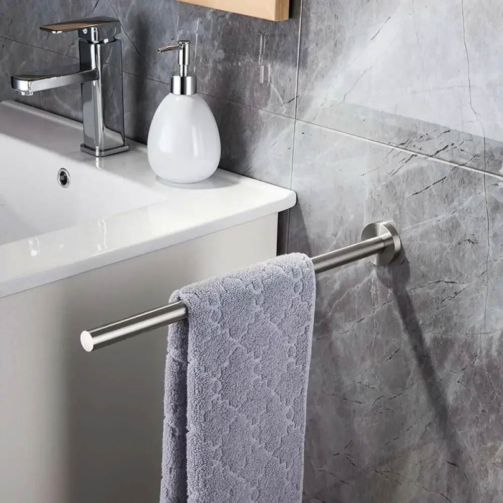 Bathroom Towel Bar Steel Simple Single Double Towel Rack Ebya Hot Sale Wall Mount Holder Durable Organizer Quality Tested 4