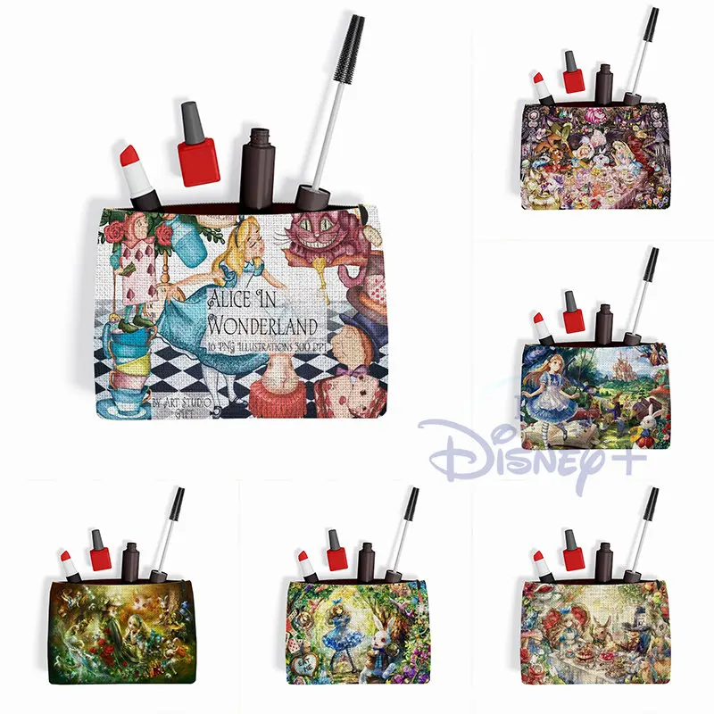 

Disney Alice in Wonderland Clutch Women Makeup Pouch Pencil Case Cosmetic Bags Cute Cartoon Trendy Children Toiletry Organizer
