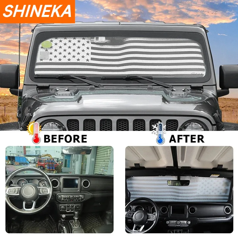 Windshield Sunshade SHINEKA Car Front Windshield Sunshade Cover for Jeep Wrangler JL Gladiator JT-2/4 Doors Car Interior Accessories