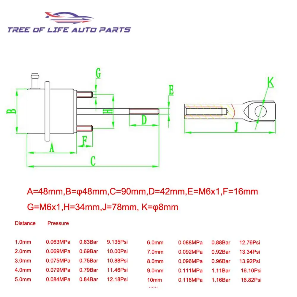 0.6bar-1.3bar Pressure Range Turbo Actuator/Internal Wastegate For TB25 TB28 GT25 Universal Turbo Parts High Quality
