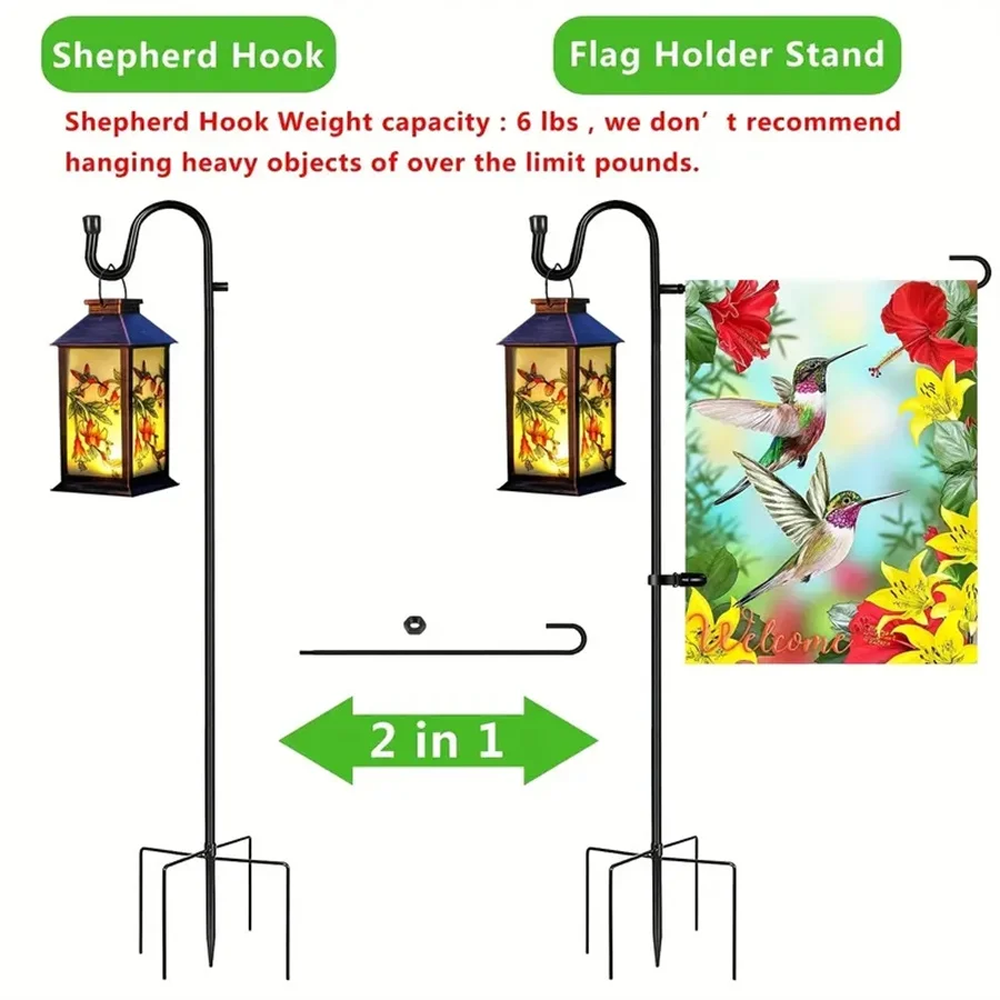 Courtyard Garden Flag Holder 1 upgraded with windproof clip with hook shepherd's hook