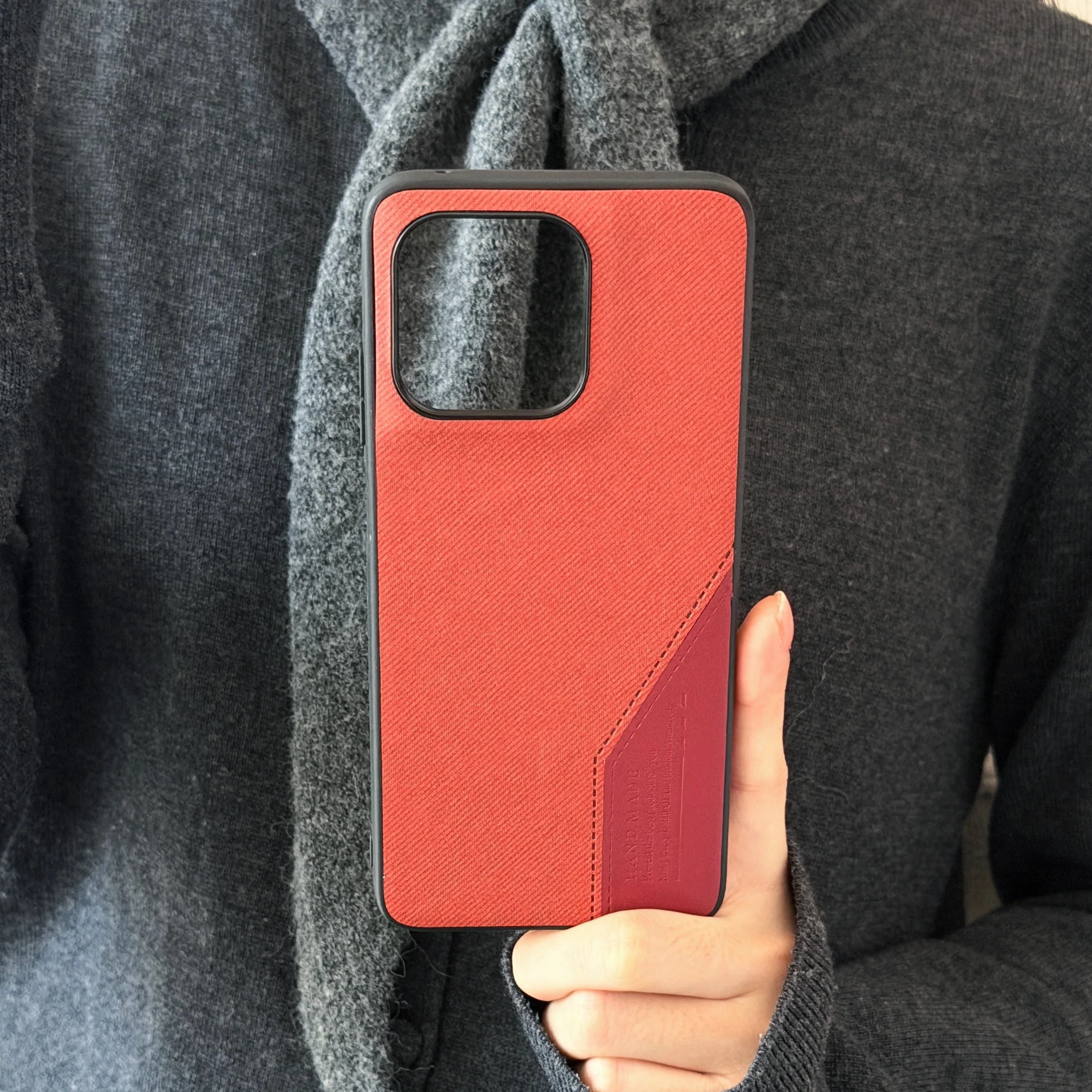 Slim Splicing Fabric Case with Magnetic Wireless Charging and Shockproof Design