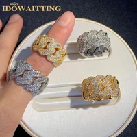Wholesale Miami Cuban Link Chain Men's Ring Gold Plated Bling Iced Out Full Cubic Zircon Hip Hop Fashion CZ Rock Jewelry 1