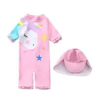 Happyflute 7-24kg Boy&Girls' One Piece Long Sleeve Pony Swimsuit Cute Baby Princess Swim Cloth 2