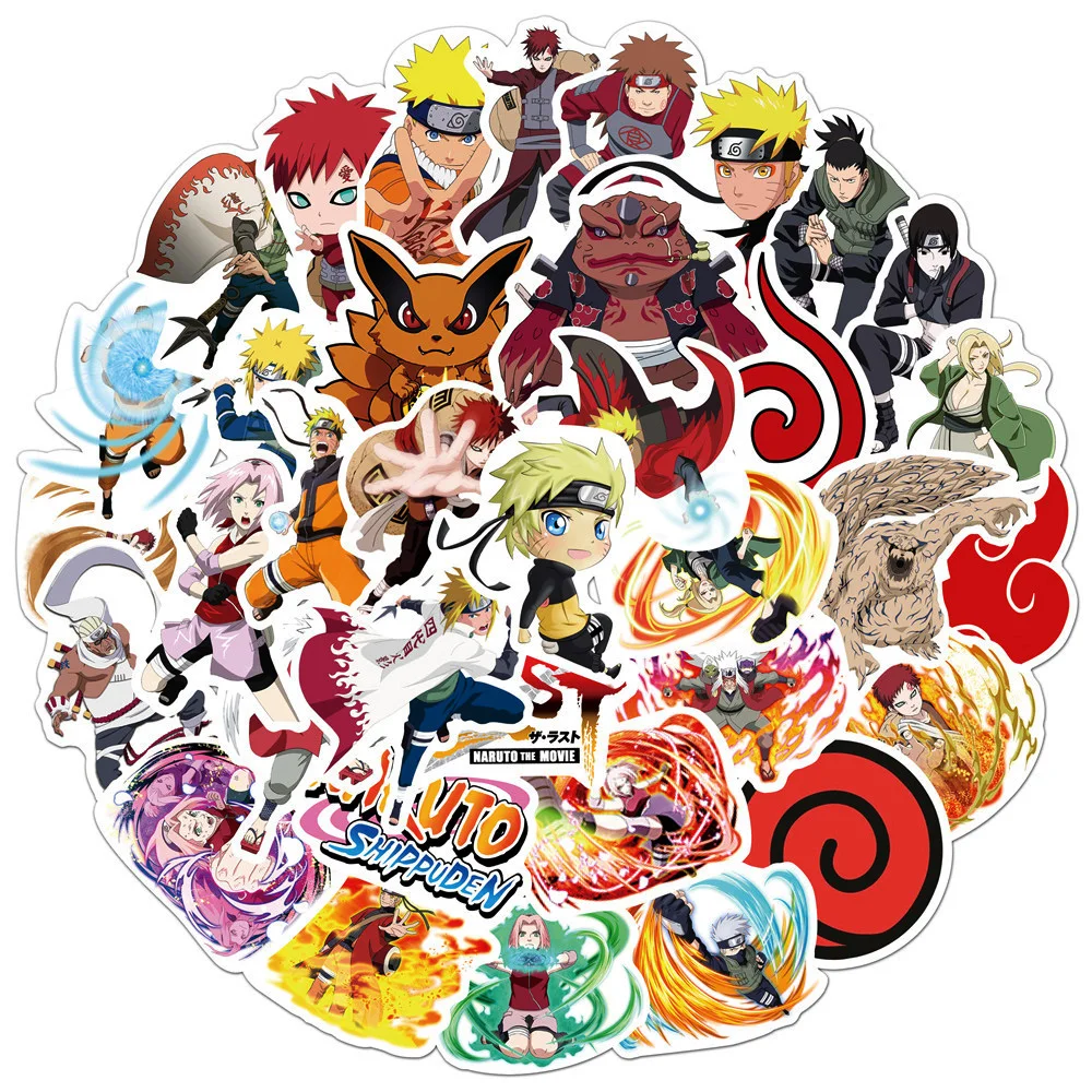 

10/30/50pcs Japanese Anime NARUTO Stickers Decals for Kids Toy DIY Phone Water Bottle Guitar Cool Cartoon Graffiti Sticker Decor