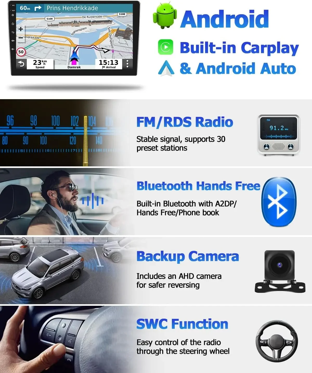 Android Car Radio Multimedia Player with Carplay and Android Auto