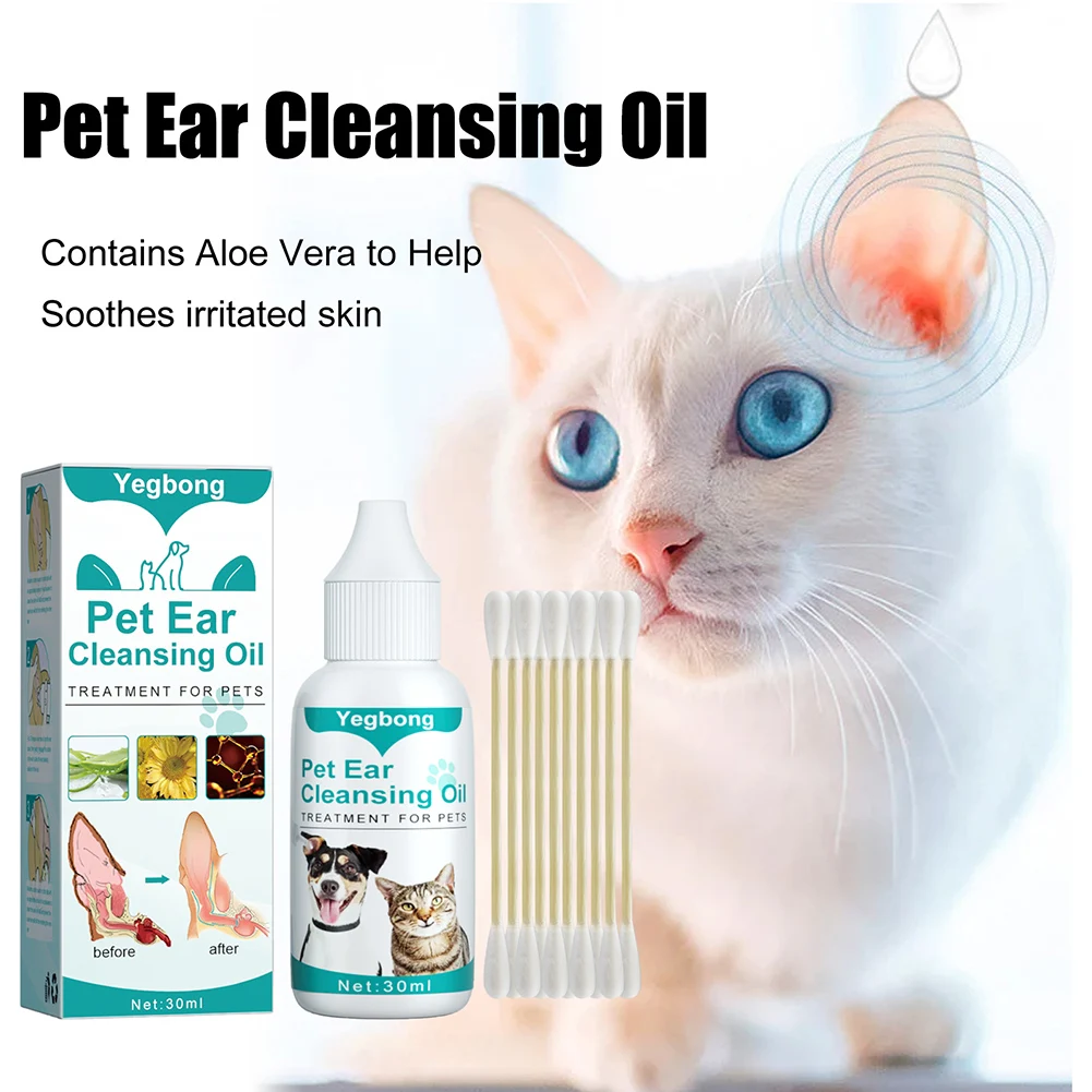 30ml Dog Ear Cleaning Remove Mites Dog Ear Medicine Keep Canals Clean Cat Deodorant Oil Anti-ticks for Pet Cleaning Supplies