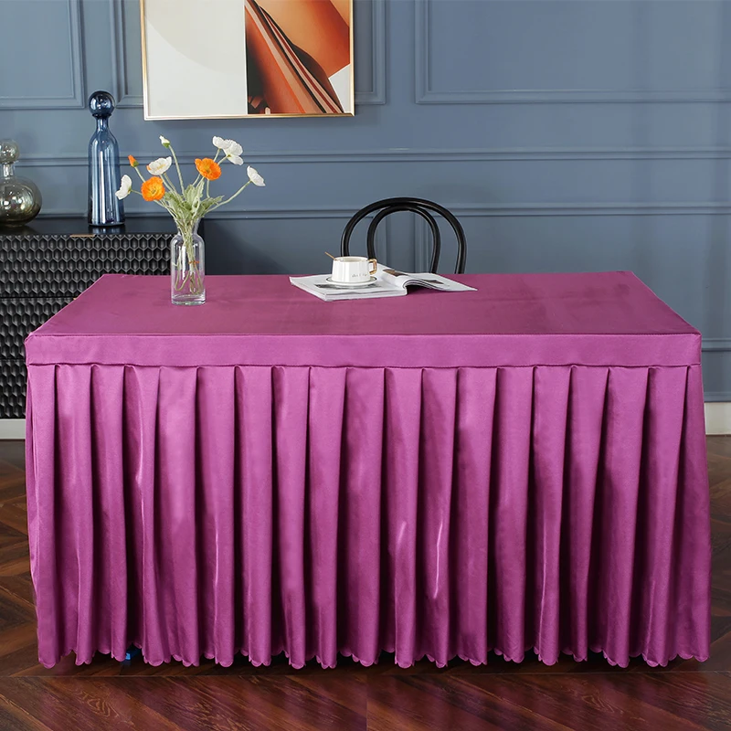 

Pure color skirt square brocade hotel tablecloth satin tablecloth skirt desk office black