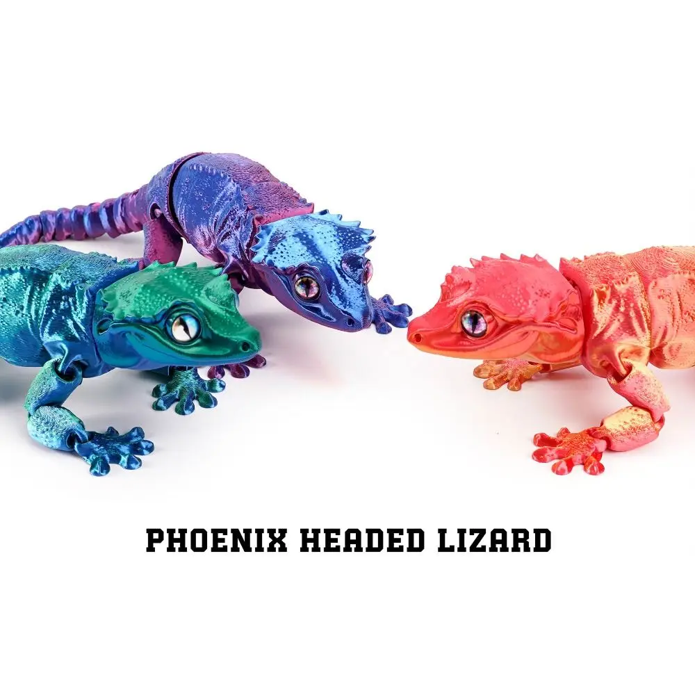 PLA Plastic 3D Printed Movable Lizard Model Home Decor