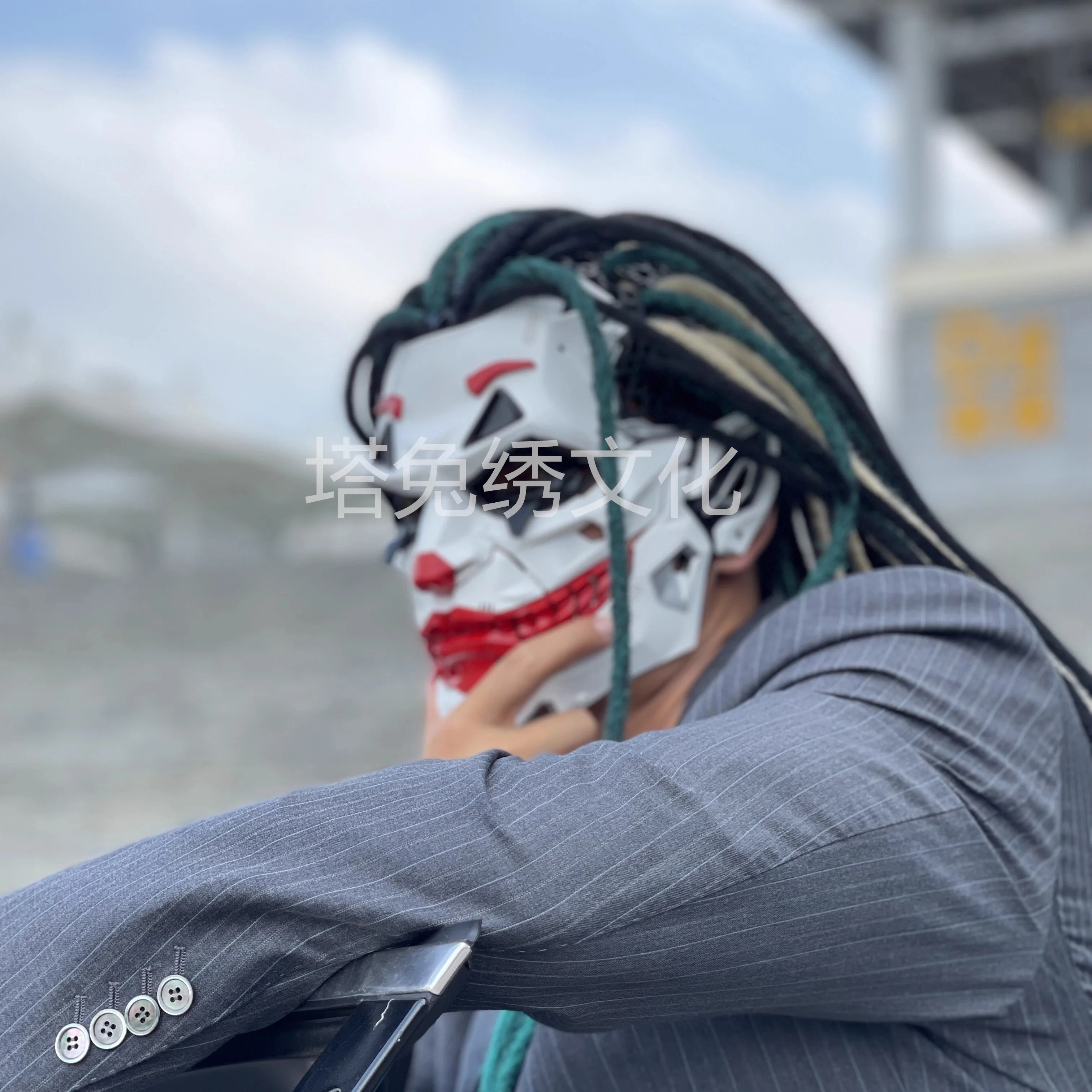 Joker Masks Cyberpunk Masks Clown Braids 2d Cosplay Resin Custom Products Halloween Anime Role-Playing Props And Gifts Toys 4