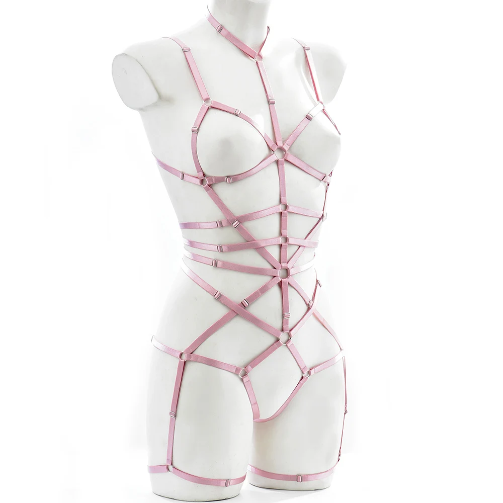 Women Fashion Body Harness Cage Set Elastic Adjustable Gothic Bondage Harness Garter Halloween Hollow out Sexy Lingerie Belt women bondage lingerie