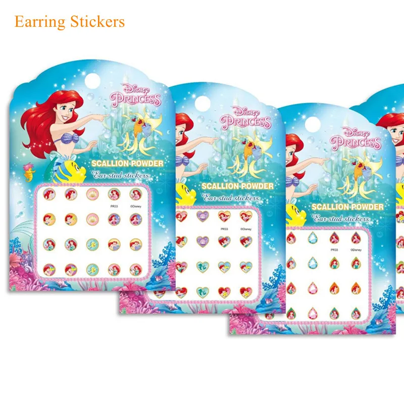 

Disney Princess Earring Stickers Girl Makeup Toy Frozen Sofia Mermaid Ear Stickers
