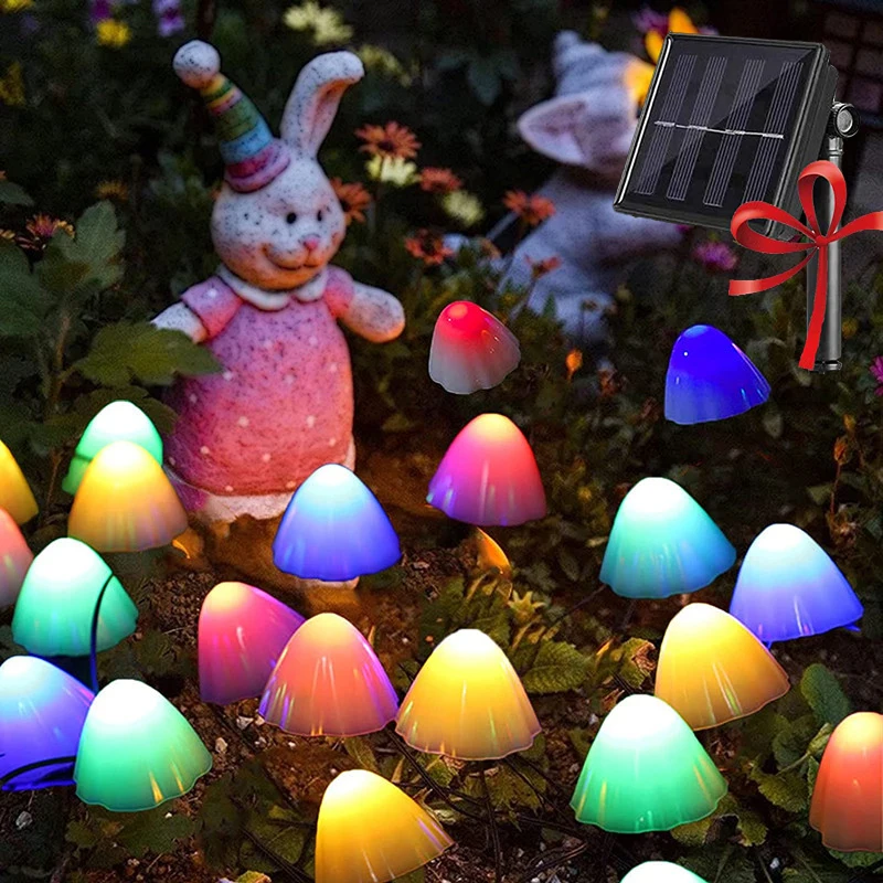 

Solar Mushroom String Lights 8 Modes LED Fairy Light Outdoor IP65 Waterproof Lawn Lights Smart Photosensitive Landscape Light