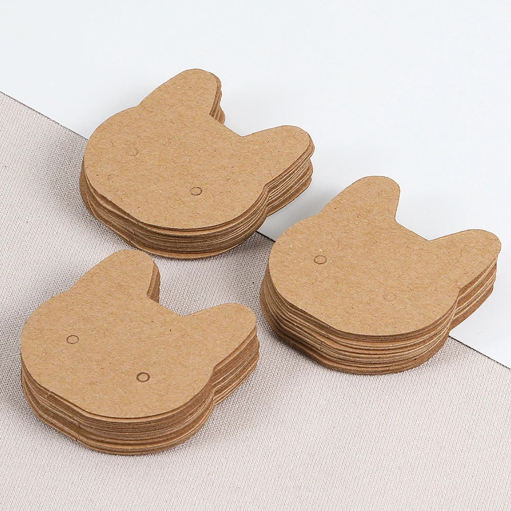 50pcs 3.5x3.5cm 고양이 귀걸이 귀 스터드 디스플레이 카드 목걸이 쥬얼리 포장 골판지