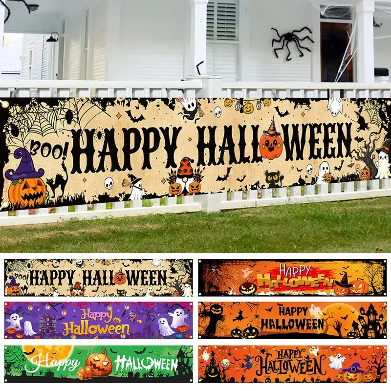 Geist Halloween Kürbis Banner Retro Halloween Party Zeichen Banner Dekorationen Zaun Hof Veranda Zeichen Outdoor Terror Dekorationen