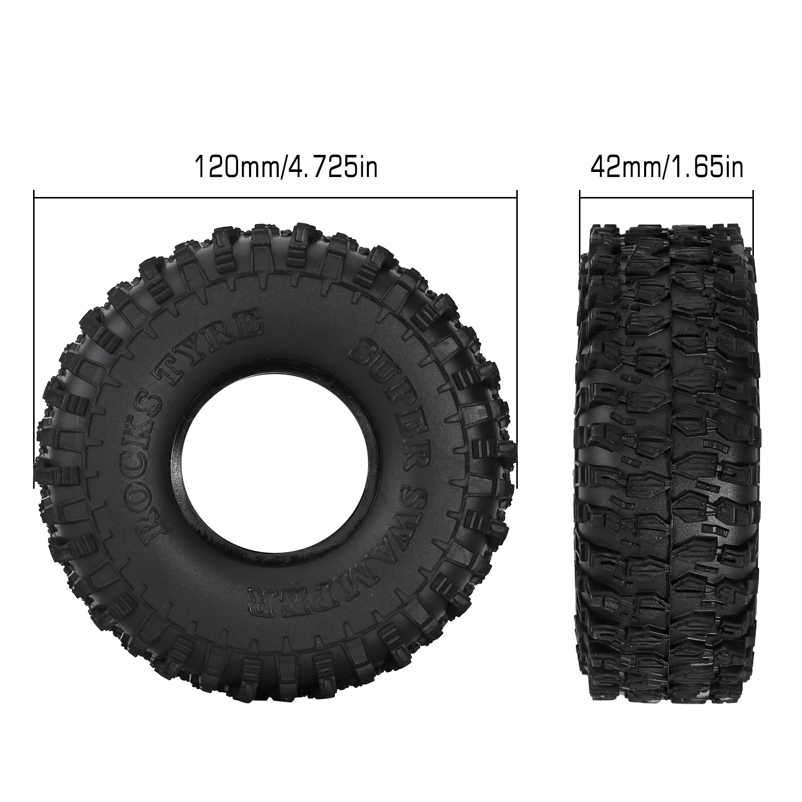 INJORA-4PCS 120MM 1.9   Ÿ̾  Ÿ̾ 1:10 RC ũѷ ڵ, Axial SCX10 90046 AXI03007 TRX4 Redcat Gen8