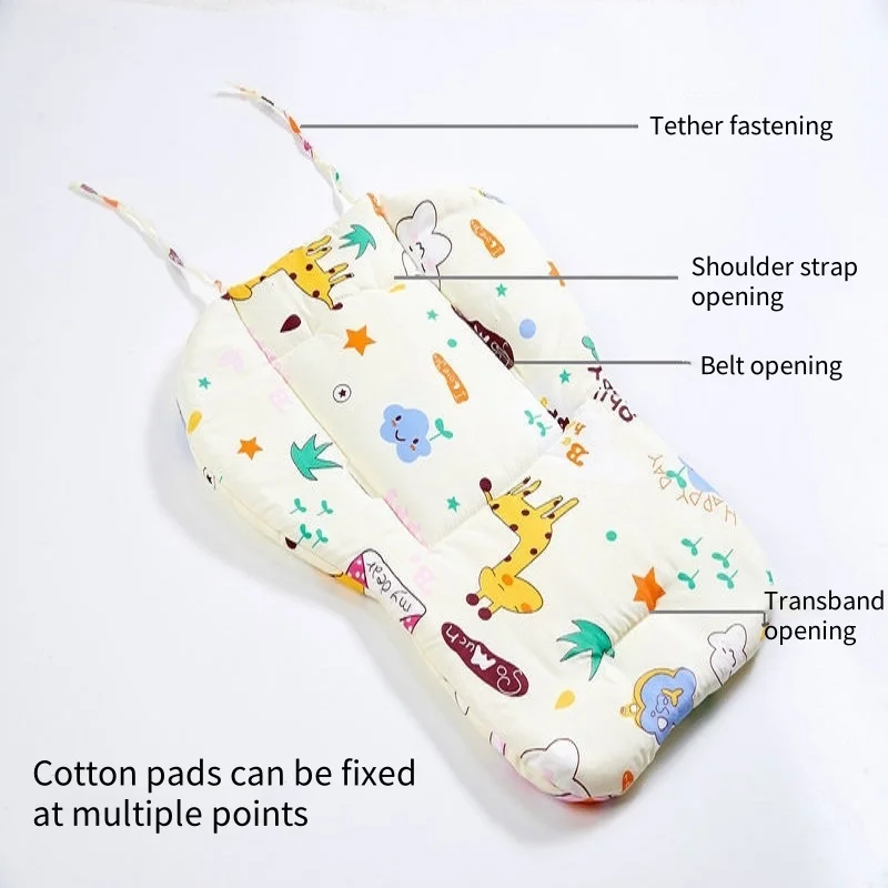 Baby Cushion for High Chair Baby Stroller Seat Mat Cute Animal Pattern Cotton Cushion Soft Double-Sided Thick Breathable