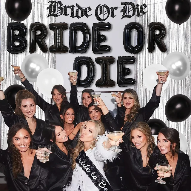 Gothic Bachelorette Party Decorations, Black, Silver, Bride, Die Banner,  Ring Balloon, Bride To Be Sash, Bridal Shower, Hen Part - AliExpress