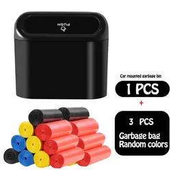 Universal Car Organizer: Clamshell Trash Bin - Black ABS Square Pressing Trash Can (Black 4 PCS)