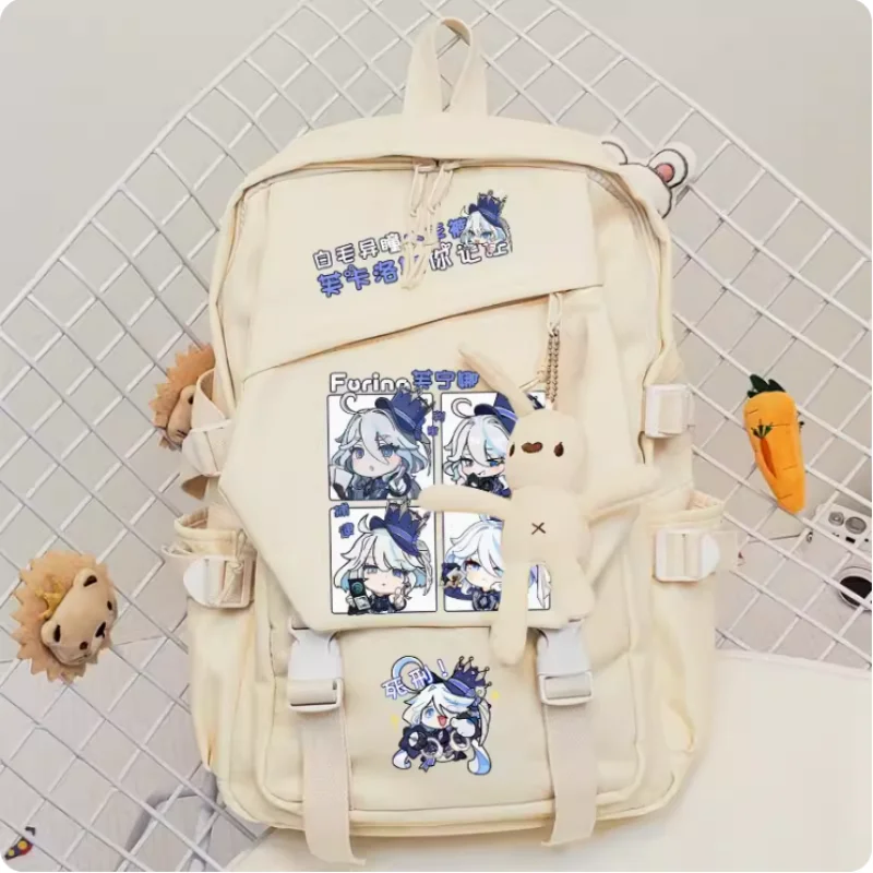 Anime Genshin Impact Furina Big Capacity High School Backpack Travel Bag Boy Teenager Schoolbag