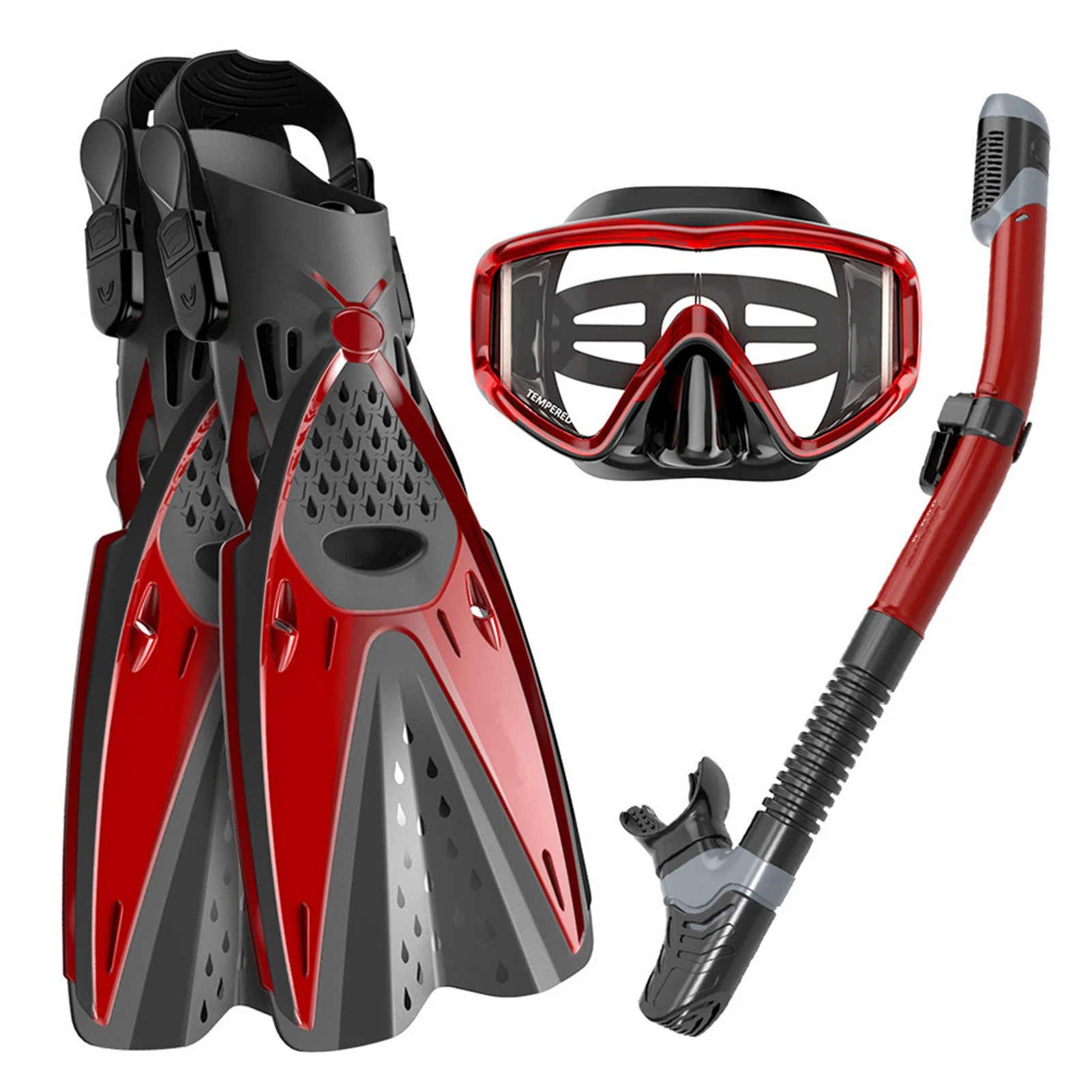 Set da snorkeling professionale con maschera subacquea antiappannamento e pinne da nuoto - immagine 3