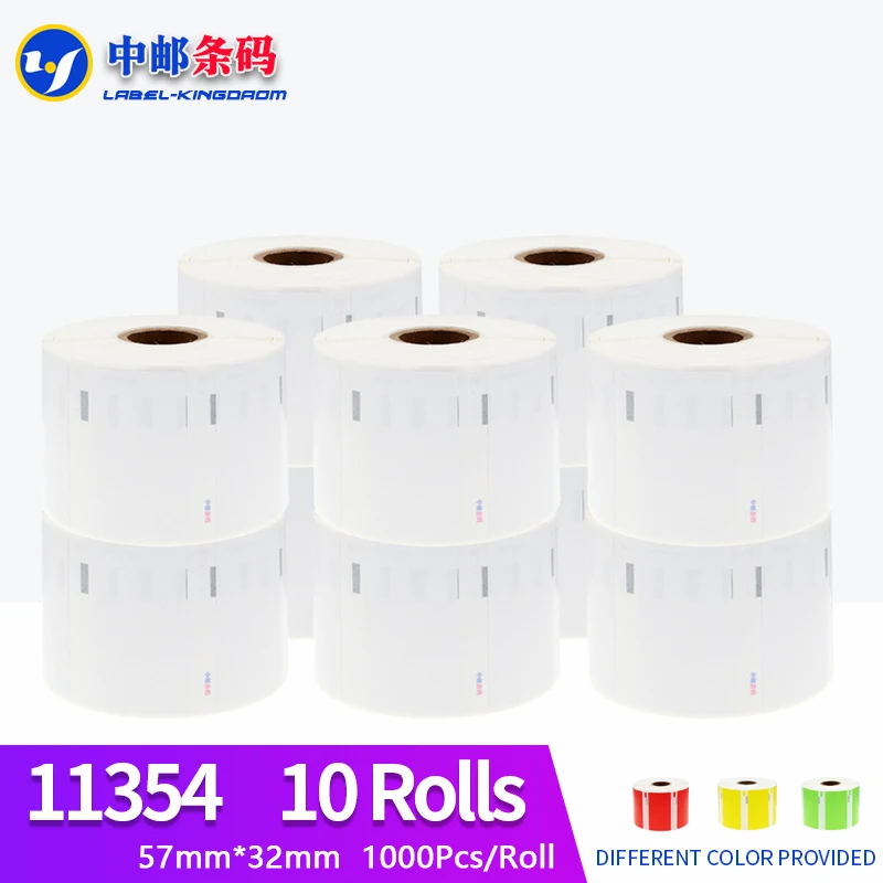 10 Rotoli Dymo Compatibile 11354 Etichetta 57Mm * 32Mm 1000 Pz Per Lw400 450 450Turbo Stampante Seiko Slp 440