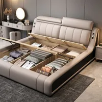 Cadre de couchage lit Unique minimaliste tables de chevet lit fantaisie tête de lit nordique Muebles Para dortoir chambre ensemble meubles 4