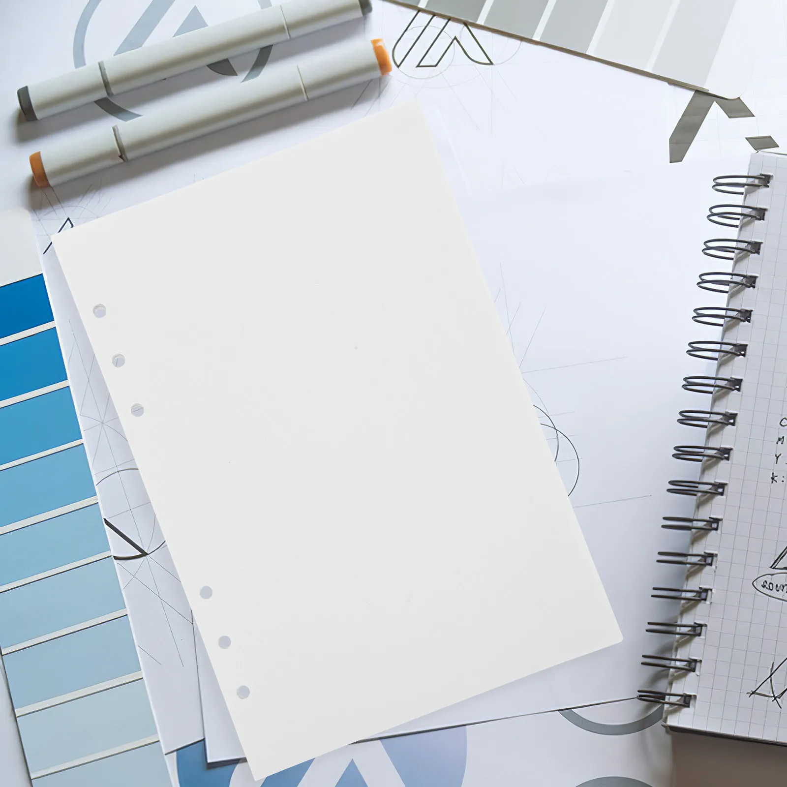 80매 A5 루즈리프 용지 리필, 고중량 부드러운 필기 표면, 6홀 노트패드, 스프링 노트 플래너용 교체 용지