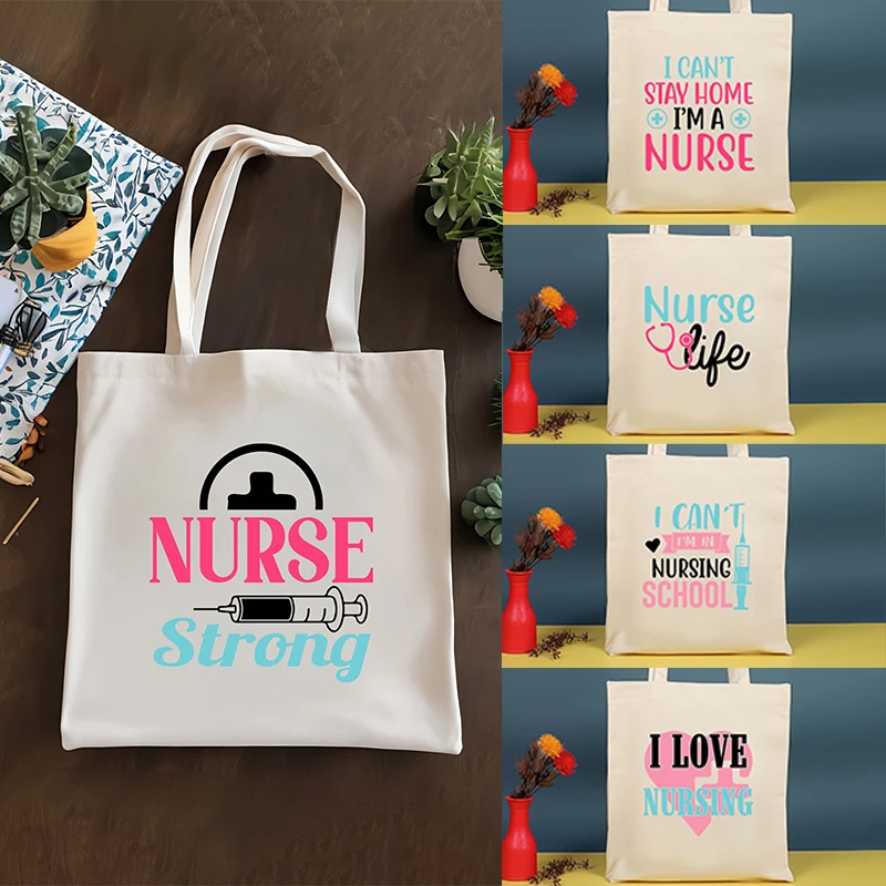 

Nurse's Day print Canvas Handbag with Large Capacity Storage Bag Commuting Bag Travel Bag Lightweight and Foldable