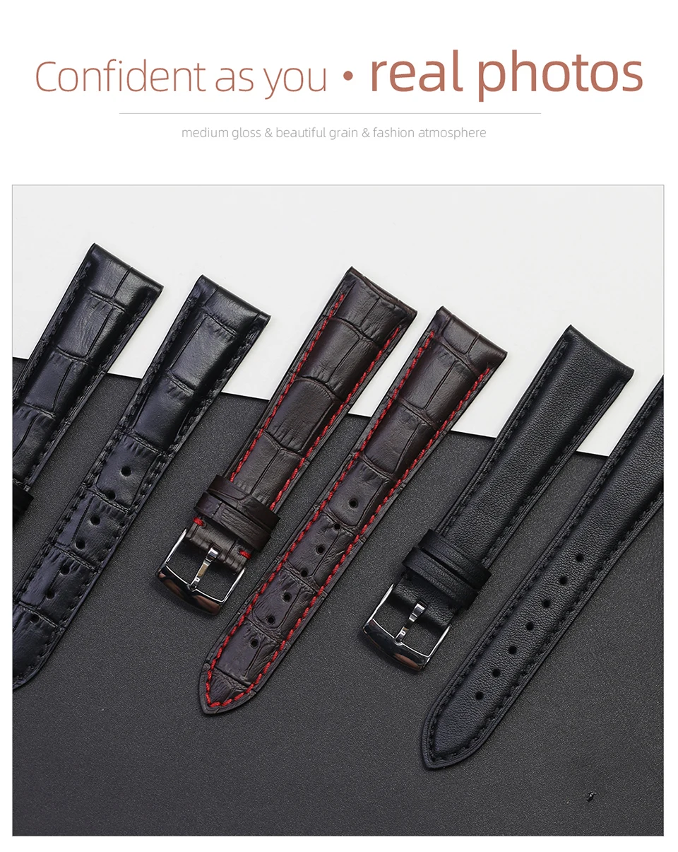 Pesno 20 mm Kalbsleder-Oberschicht-Leder-Uhrenarmband, Schwarz, Dunkelbraun, Dunkelblau, Uhrenarmband, Herrenuhr, Zubehör für Zenith Captain – Detail 8