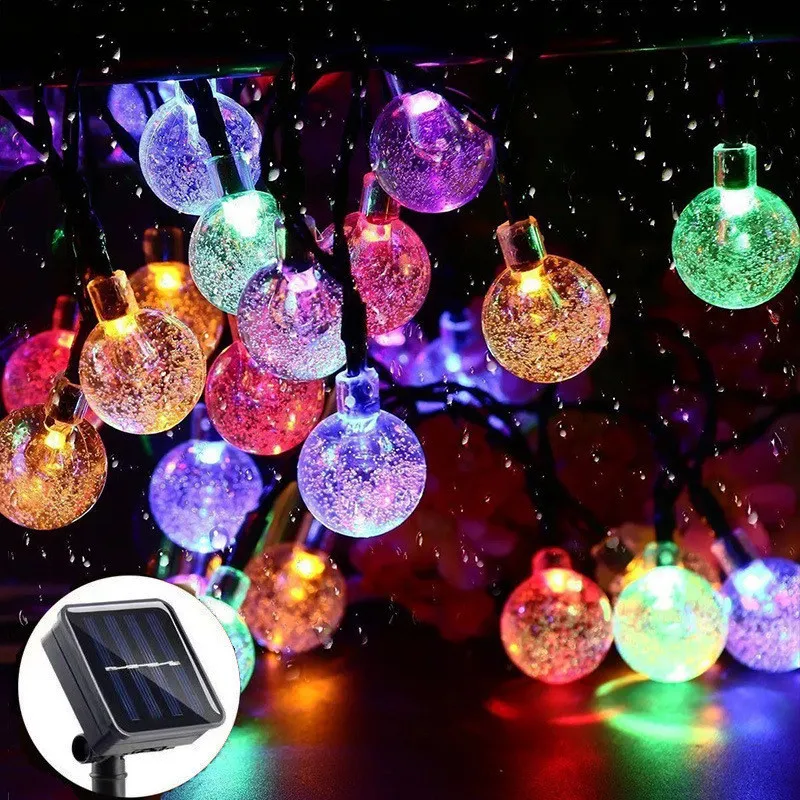 Bubble LED Solar Light Outdoor Lamp String Lights For Holiday Christmas