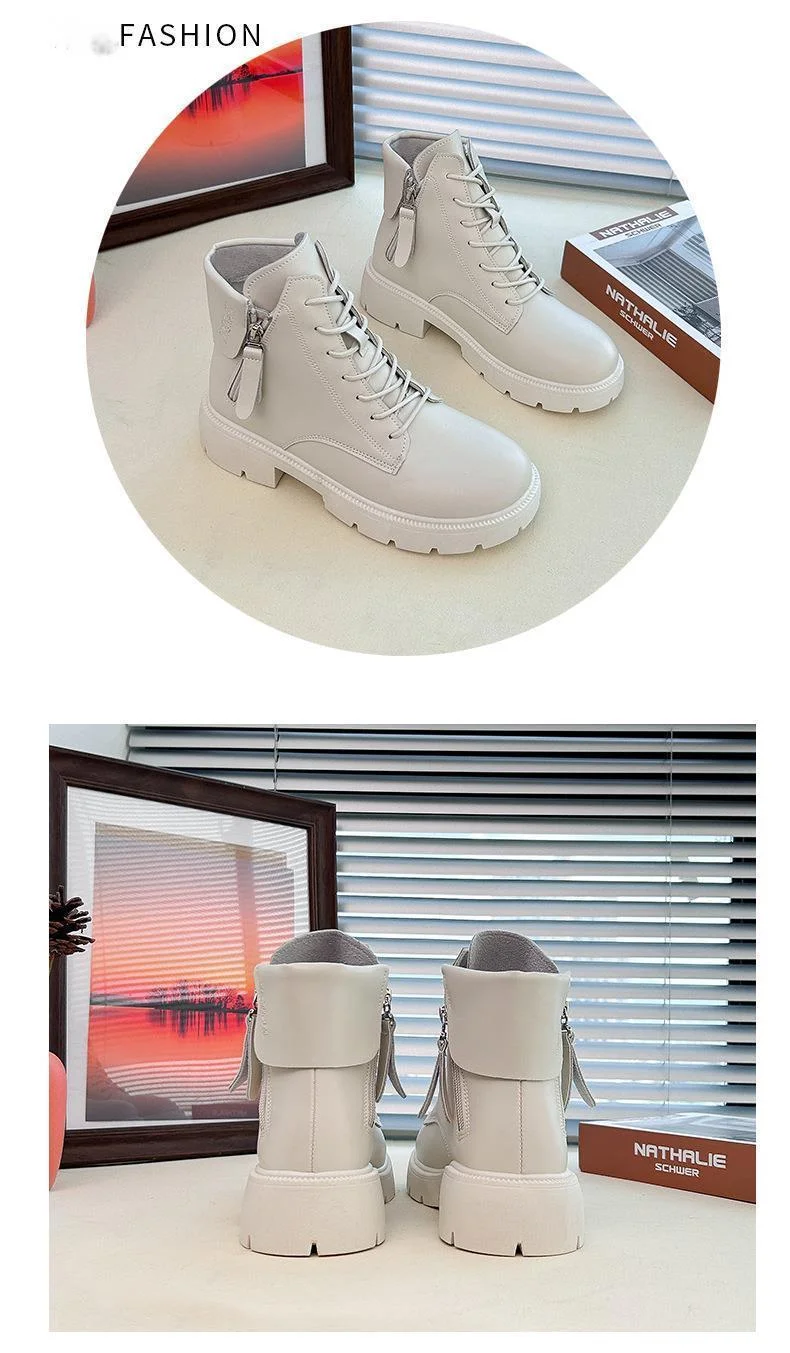 Botas cortas de suela gruesa para estudiantes, nuevas botas de moto elevadas de color rojo y red, estilo británico, otoño 2023_voghion.com