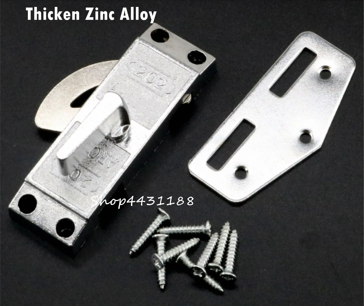 1set Zinc Alloy Sliding Door Lock Locking Push-pull Locks Single Side Wooden Sliding Door Hook Latch Safety Lock Hardware Tool
