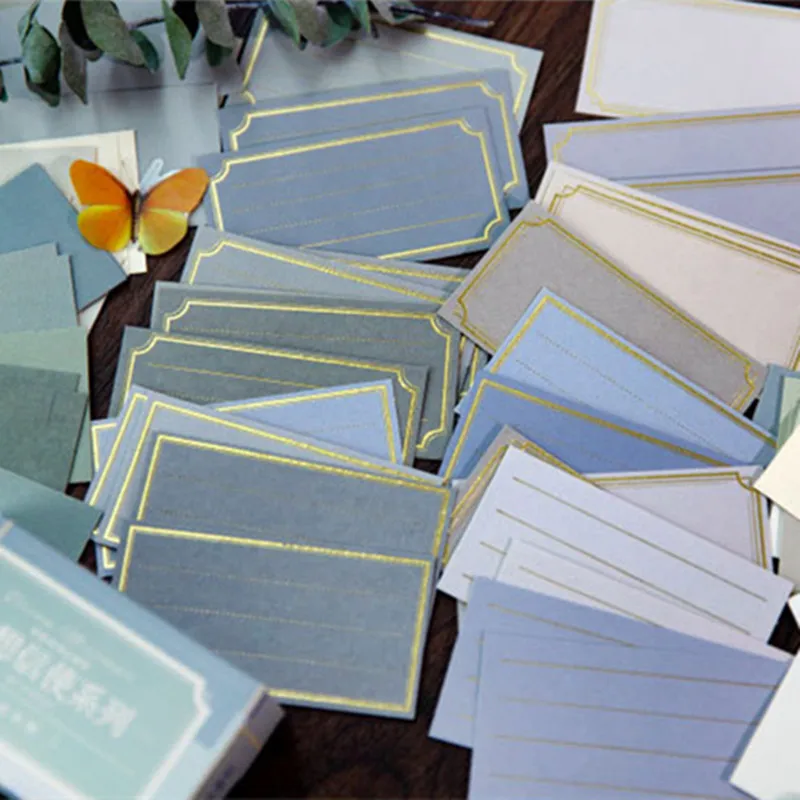 

Vintage Bronzing Frame Specialty Paper Card Writable Memo Pad Material Paper Memo Pads Note Card Scrapbooking Diary Journals DIY