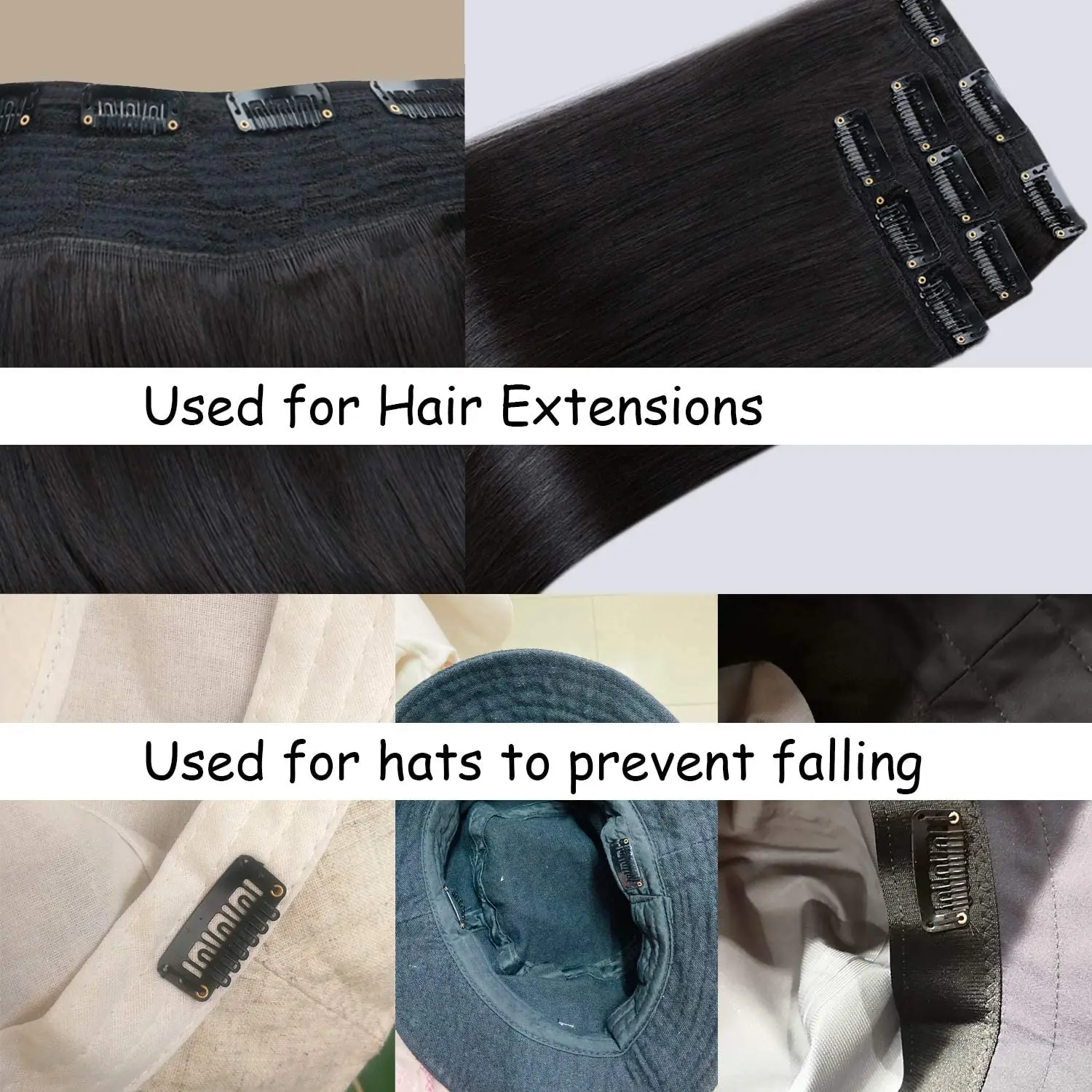Clip per parrucca per estensione dei capelli da 20 pezzi per frangia di capelli umani Clip per capelli a scatto per estensioni Pettine in metallo per chiusura - immagine 5