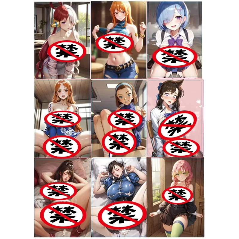 9 pcs set Anime set One Piece Demon Slayer ACG Nami Uta Rem Sexy Nude Card Toy Hobby Collectible Classic Game Collectible Card
