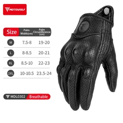 Premium Genuine Leather Motorcycle Riding Gloves with Touchscreen Compatibility and Joint Protection - XXL (Black breathable)
