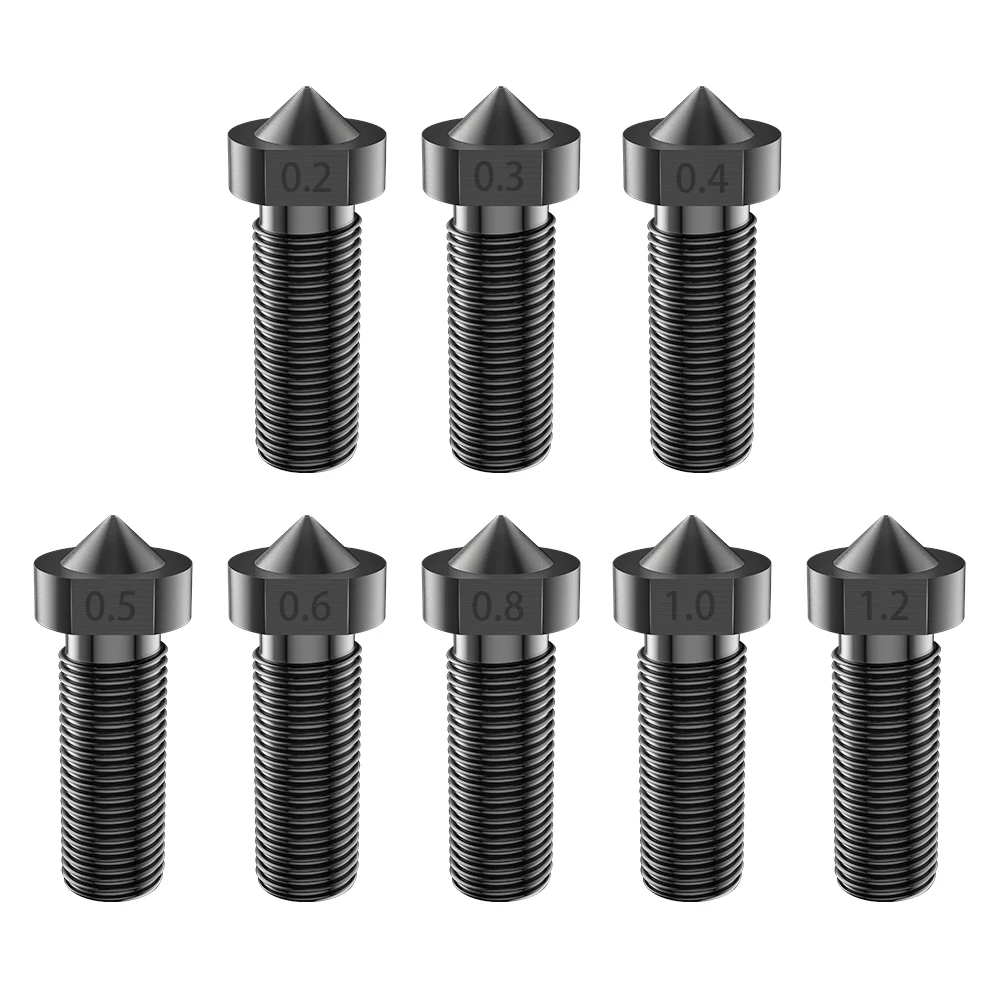 RAMPS 1pcs E3D V5 V6 Volcano Nozzle Brass 1.75mm Filament Hard Steel M6 Thread 0.2-1.2mm Hotend Nozzles 3D Printer Accessories
