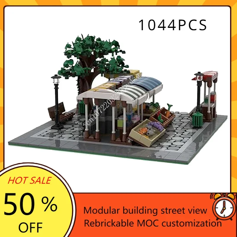 

1044PCS Modular Based Market MOC Creative street view Model Building Blocks Architecture Education Assembly Model Toys Gifts