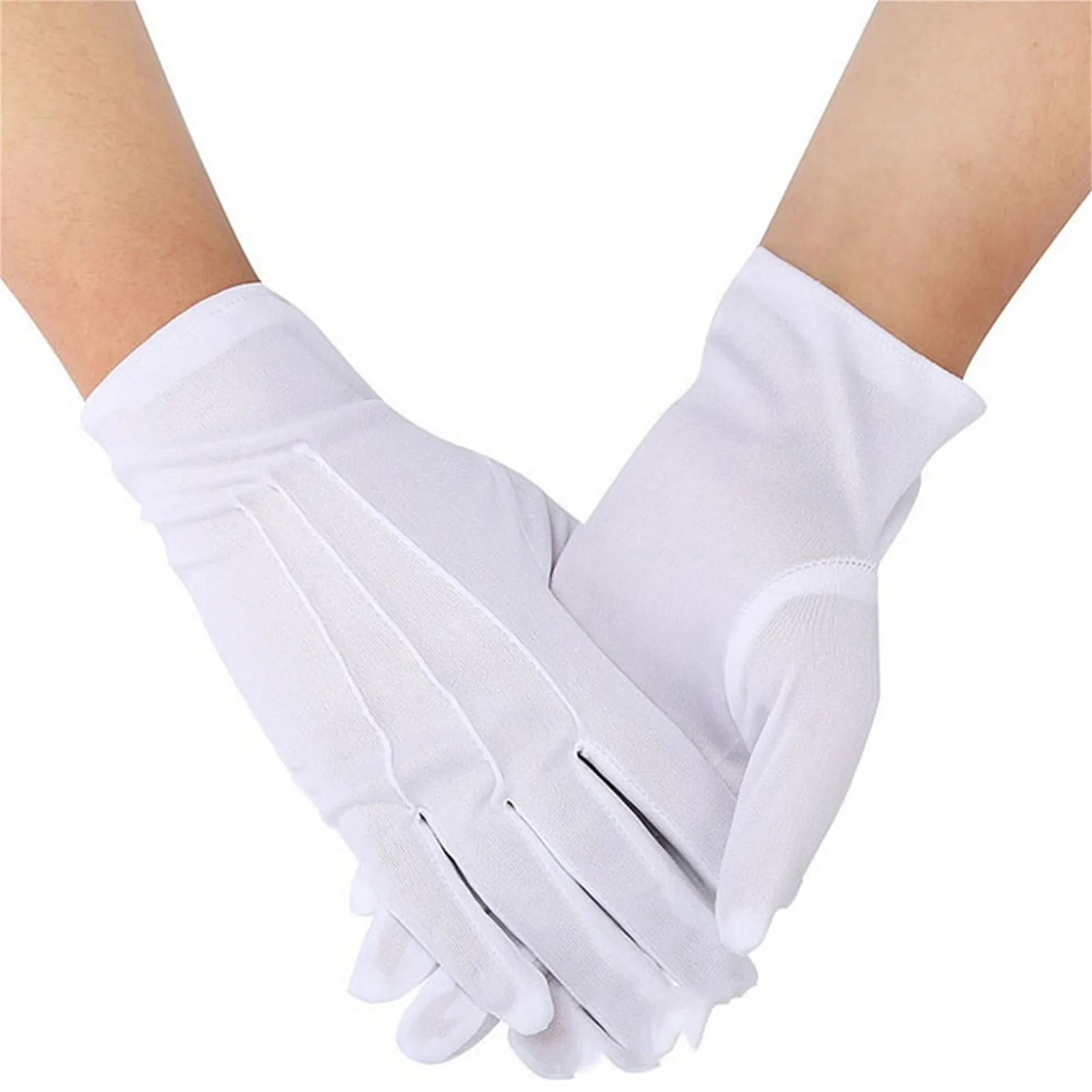 Lace Gloves White Formal Gloves Tuxedo Costume Honor Guard Santa Men Women Coin Jewelry Inspection Winter Mittens