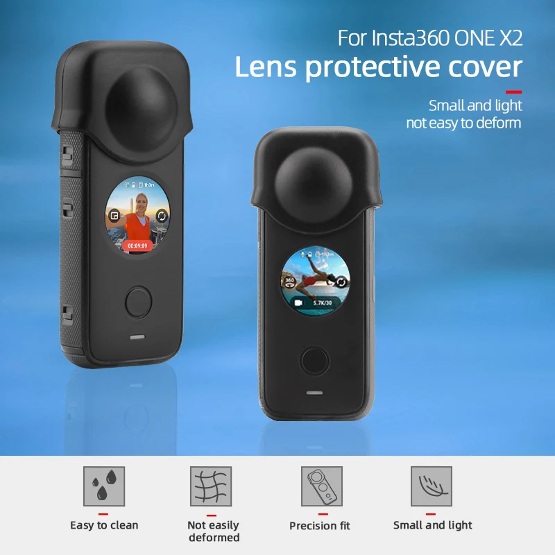 렌즈 보호 커버 실리콘 케이스, Insta360 ONE X2 파노라마 카메라 액세서리, 렌즈 보호대