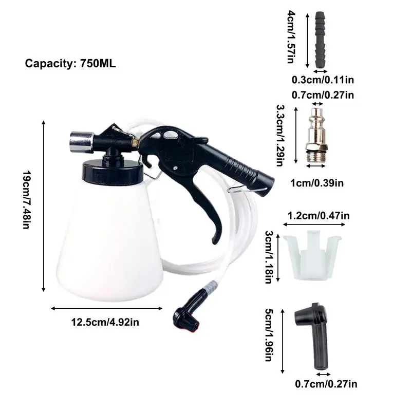 Brake Fluid Flush Kit 1L Manual Vacuum Fluid Pump Set Pneumatic Brake Bleeder Professional Brake Flush Machine Clutch Bleeder 6